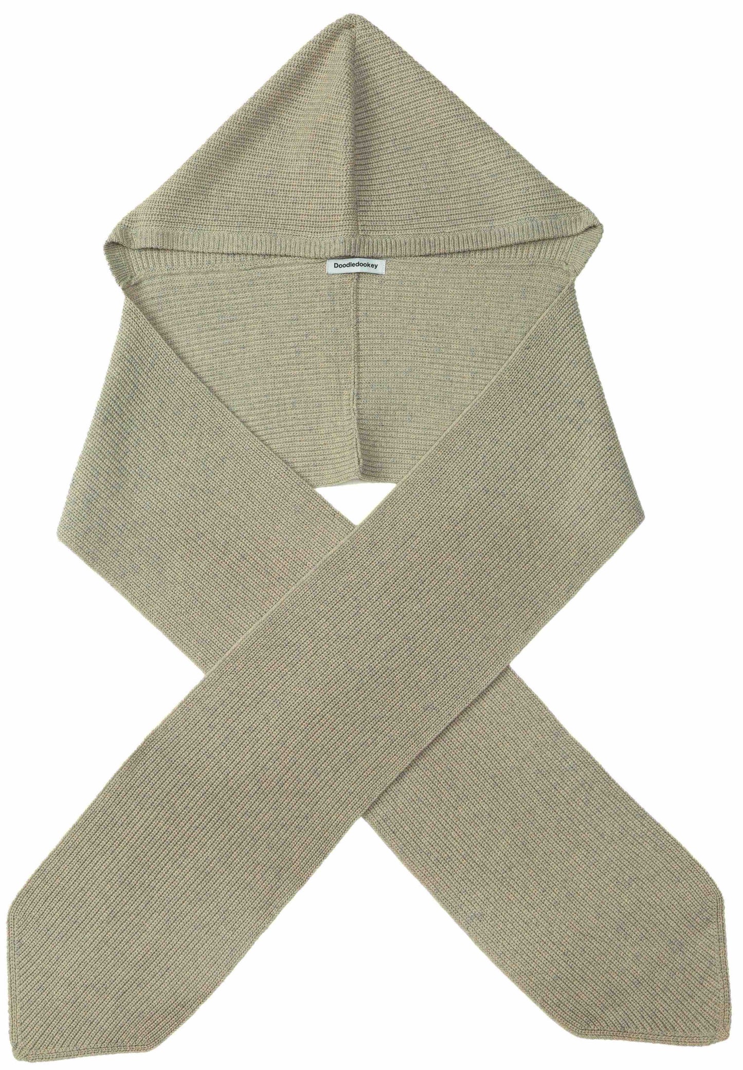 Yak Wool Ribbed Hooded Scarf Gray