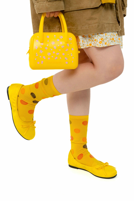 Egyptian Cotton Polka Dot Crew Socks Yellow