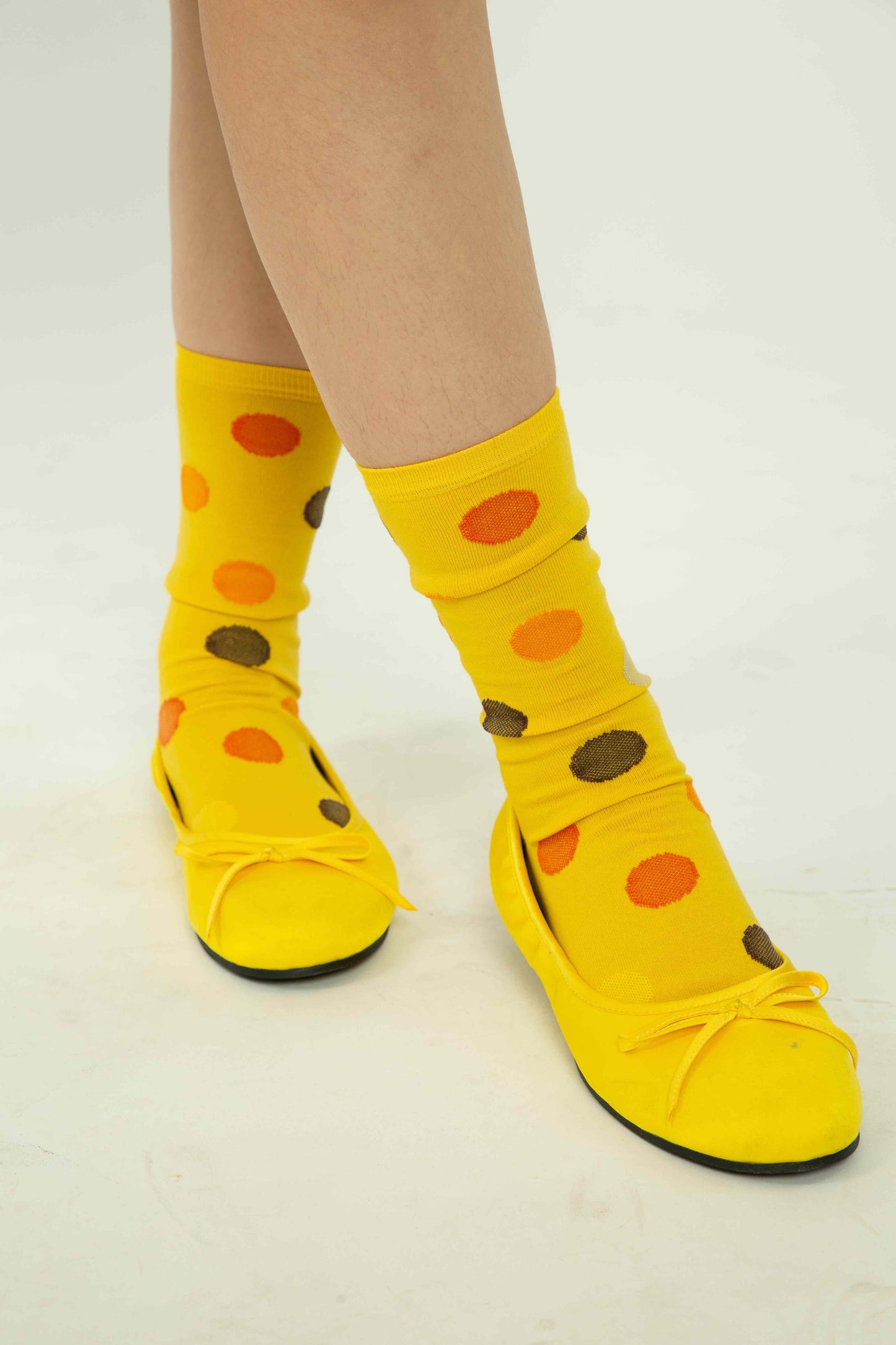 Egyptian Cotton Polka Dot Crew Socks Yellow